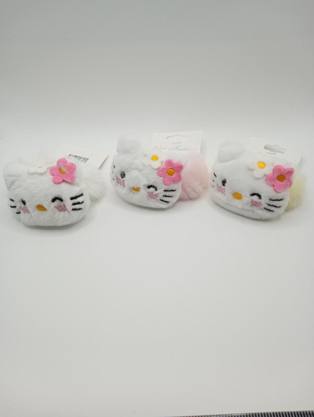 Set of 3 HK Plushie Head Soft Furry Ponytail Holder Scrunchie